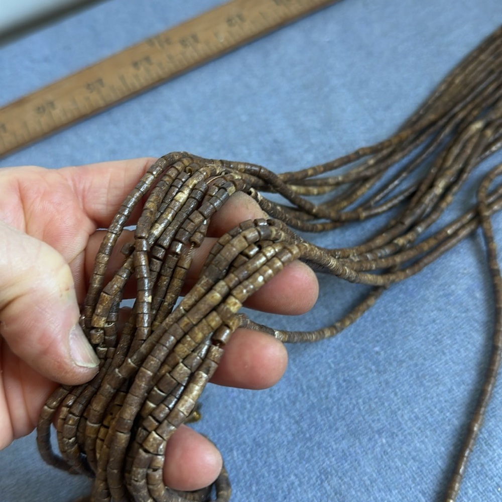 Multi-Strand Coconut Shell Bead Bib Necklace, Tal… - image 8